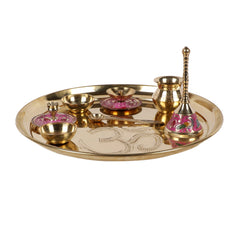 Om Brass Pooja Thali Set of 8