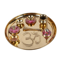 Om Brass Pooja Thali Set of 8