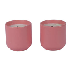 Pink Ceramic Glass Wax Candle Set of 2