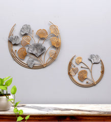 Wired Gold & Grey Leaves Wall Decor Set of 2