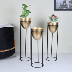 Detachable Gold Capsule Floor Planter Set of 3