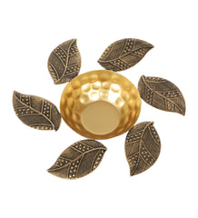 Black & Gold Leaves Urli & Dia Set of 2