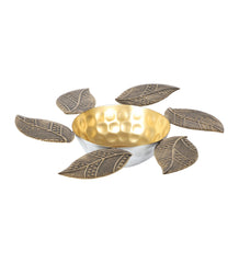 Black & Gold Leaves Urli & Dia Set of 2