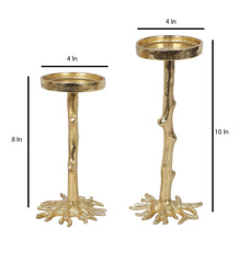 Cross Tree Aluminium Candle Stand Set of 2