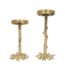 Cross Tree Aluminium Candle Stand Set of 2