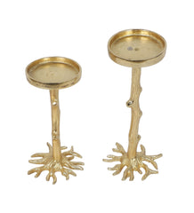 Cross Tree Aluminium Candle Stand Set of 2