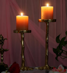 Cross Tree Aluminium Candle Stand Set of 2