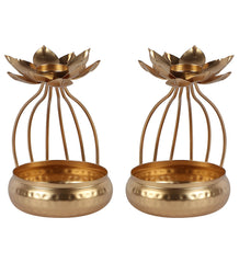 Gold Urli Bowl with Flower Set of 2