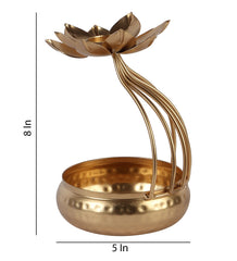 Gold Urli Bowl with Flower Set of 2