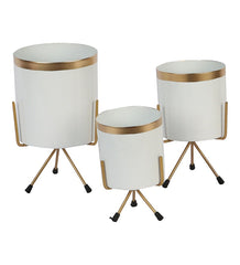 White & Gold Metal Votive Planter Set of 3