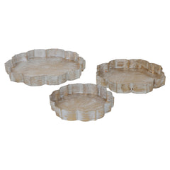 Antique Design White & Gold Urli Tray Set of 3