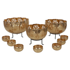 Big Lotus Urli With Stand & Bowls Set of 10