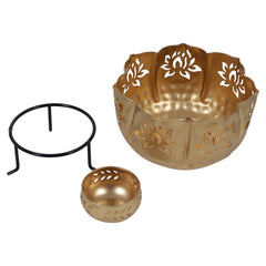 Big Lotus Urli With Stand & Bowls Set of 10