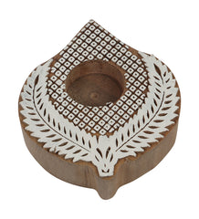 Biege & White  Mangowood Tealight Holder Set of 4