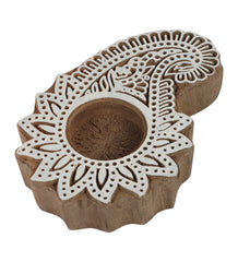 Biege & White  Mangowood Tealight Holder Set of 4