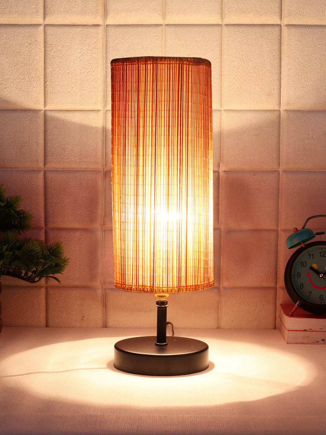 Wood Table Lamp with Bamboo Shade (ACAP01)