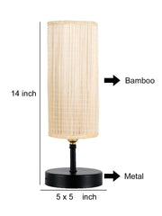 Wood Table Lamp with Bamboo Shade (ACAP01)