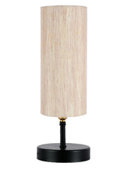 Wood Table Lamp with Off-white Cotton Shade (ACAP04)