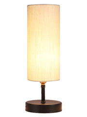 Wood Table Lamp with Off-white Cotton Shade (ACAP04)