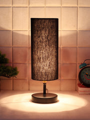 Wood Table Lamp with Black Cotton Shade (ACAP05)