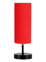 Wood Table Lamp with Red Cotton Shade (ACAP06)