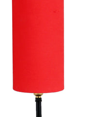 Wood Table Lamp with Red Cotton Shade (ACAP06)