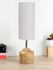 Wood Table lamp with Grey cotton Shade (AEAP09)