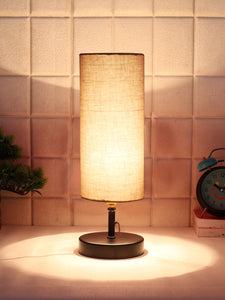 Wood Table lamp with Grey cotton Shade (ACAP09)