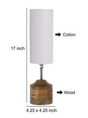 Wood Table lamp with Grey cotton Shade (AEAP09)