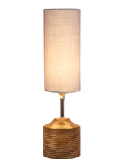 Wood Table lamp with Grey cotton Shade (AEAP09)