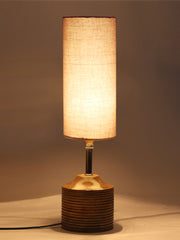 Wood Table lamp with Grey cotton Shade (AEAP09)