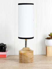 Wood Table Lamp with Multicolor Cotton Shade (AEAP10)