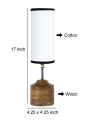 Wood Table Lamp with Multicolor Cotton Shade (AEAP10)