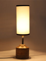 Wood Table Lamp with Multicolor Cotton Shade (AEAP10)