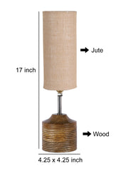 Wood Table Lamp with Beige Jute Shade (AEAP11)