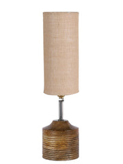 Wood Table Lamp with Beige Jute Shade (AEAP11)