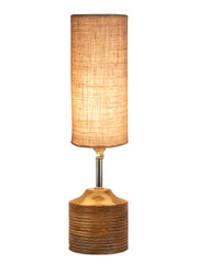 Wood Table Lamp with Beige Jute Shade (AEAP11)