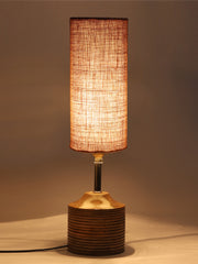 Wood Table Lamp with Beige Jute Shade (AEAP11)