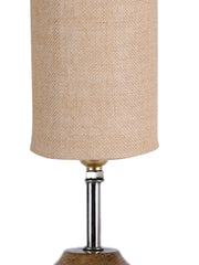 Wood Table Lamp with Beige Jute Shade (AEAP11)