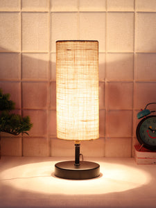Wood Table lamp with White Jute Shade (ACAP12)