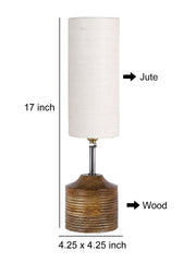 Wood Table lamp with White Jute Shade (AEAP12)