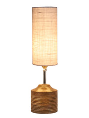 Wood Table lamp with White Jute Shade (AEAP12)