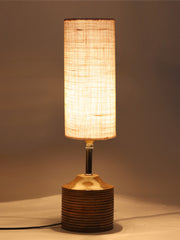 Wood Table lamp with White Jute Shade (AEAP12)