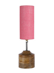 Wood Table lamp with Pink Jute Shade (AEAP13)