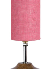 Wood Table lamp with Pink Jute Shade (AEAP13)