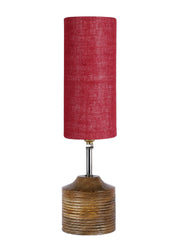 Wood Table lamp with Maroon  Jute Shade (AEAP14)