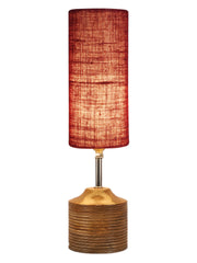 Wood Table lamp with Maroon  Jute Shade (AEAP14)