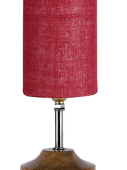 Wood Table lamp with Maroon  Jute Shade (AEAP14)