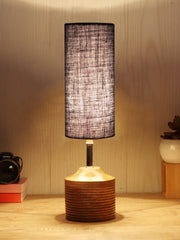 Wood Table lamp with Blue Jute Shade (AEAP15)