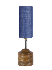 Wood Table lamp with Blue Jute Shade (AEAP15)